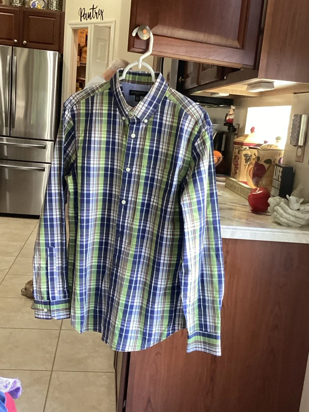 Banana Republic Blue and Green Plaid Button-Down Shirt